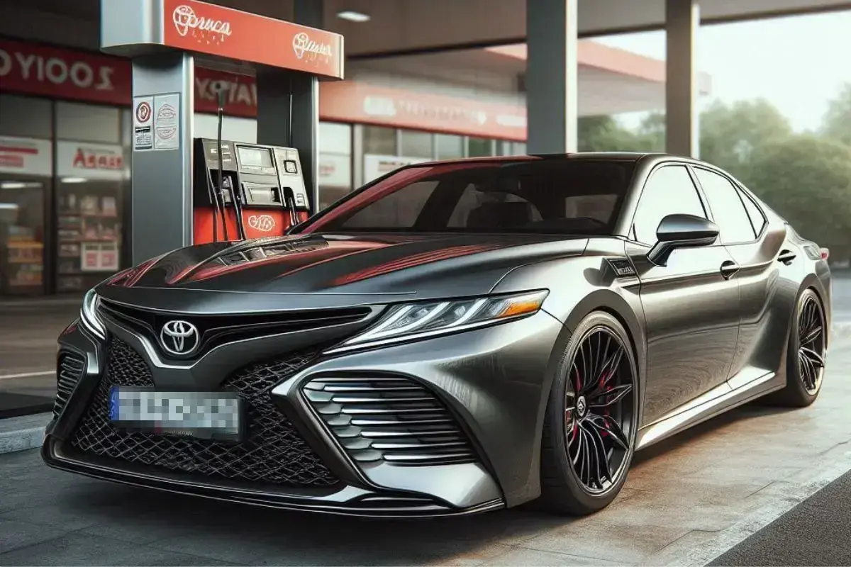 a Toyota Camry parked at a gas station
